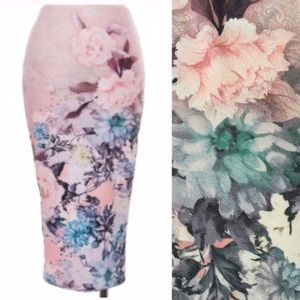 Pink Floral Midi Skirt